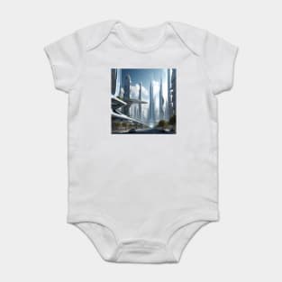 A Picture of futuristic cityscape Baby Bodysuit
